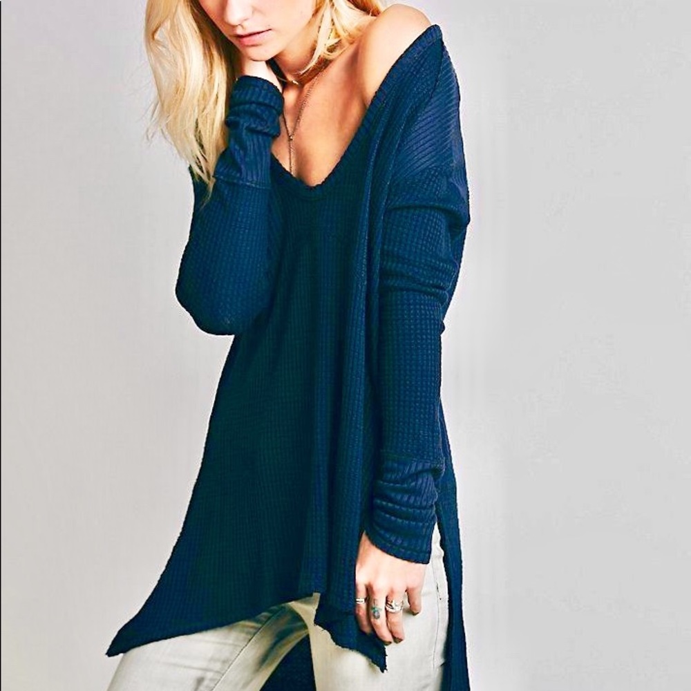 Free People Sunset Park Thermal Small Rich Navy